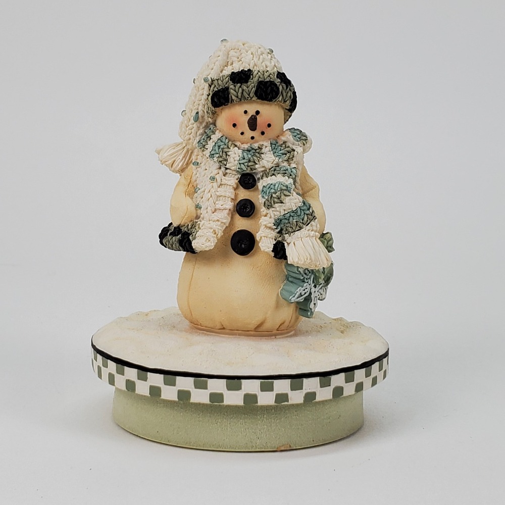 Our America Gift Inc Snowman Candle Topper Resin Winter Holiday Decor Checkered